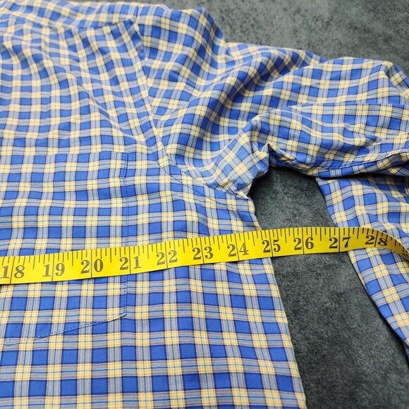 Turtleson Men's Blue Yellow Plaid Button Up Dress Shirt Size L - Picture 12 of 14